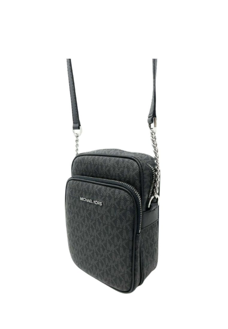 Michael Kors 35F1STVC2B Jet Set Travel Medium Logo Crossbody Bag In Black