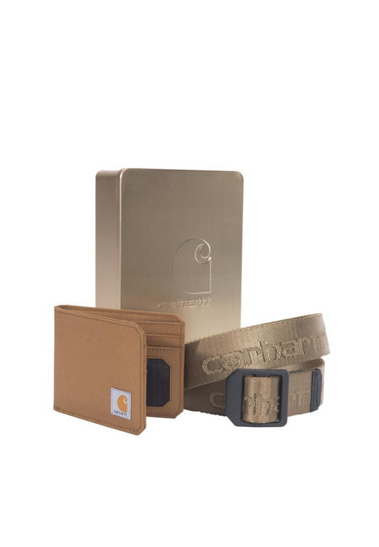 Carhartt Men Belt & Wallet Gift Set In Khaki A000578020104