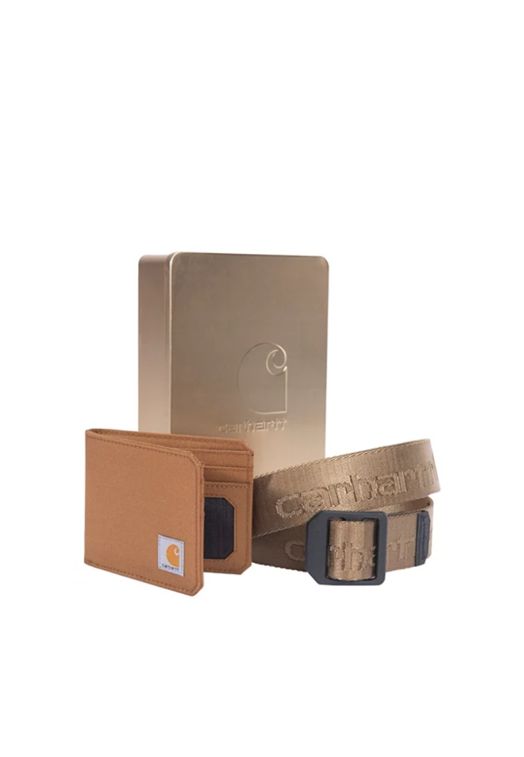 Carhartt A00057802 Heavy Duty Belt and Nylon Wallet Gift Set In Khaki (M)