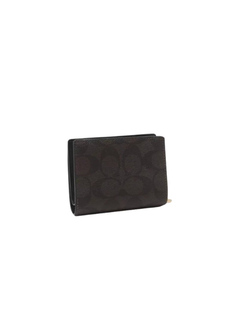 Coach Signature Snap C3309 Wallet In Brown Black