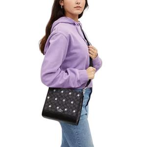 Coach Dempsey Tote 22 Handbag Signature Jacquard With Star Embroidery In Smoke Black Multi CO972