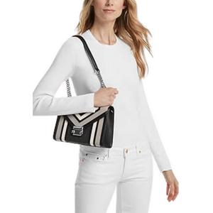 Michael Kors Whitney Medium Color-Block and Signature Logo Shoulder Bag In Black Multi 35R4SWHL6Y