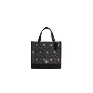 Coach Dempsey Tote 22 Handbag Signature Jacquard With Star Embroidery In Smoke Black Multi CO972