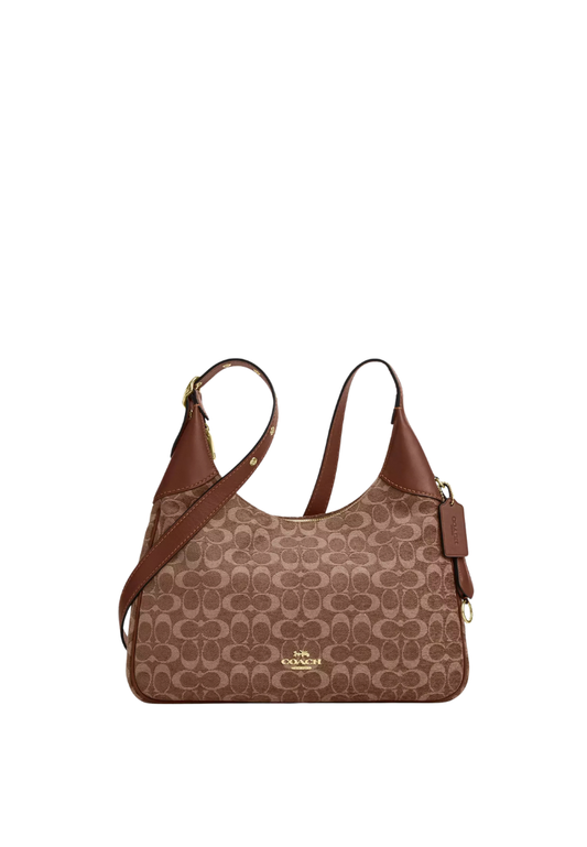 ( PREORDER ) Coach Ella In Signature Chenille Shoulder Bag In Vintage Brown CCE49
