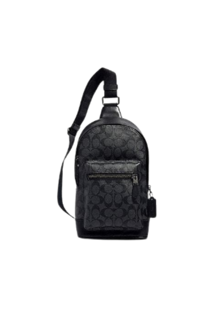 Coach Signature West Pack 2853 Crossbody Bag In Black Charcoal