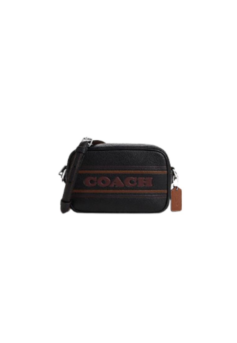 Coach Mini Jamie Camera Crossbody Bag With Stripe In Black Saddle CQ876