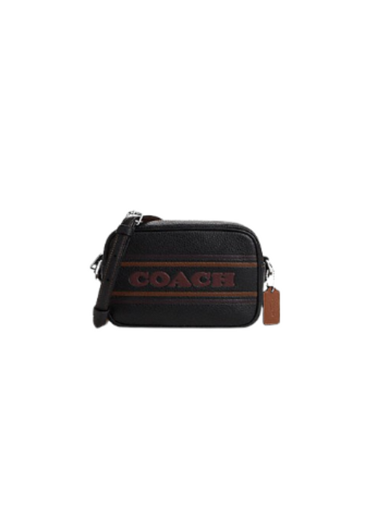 Coach Mini Jamie Camera Crossbody Bag With Stripe In Black Saddle CQ876