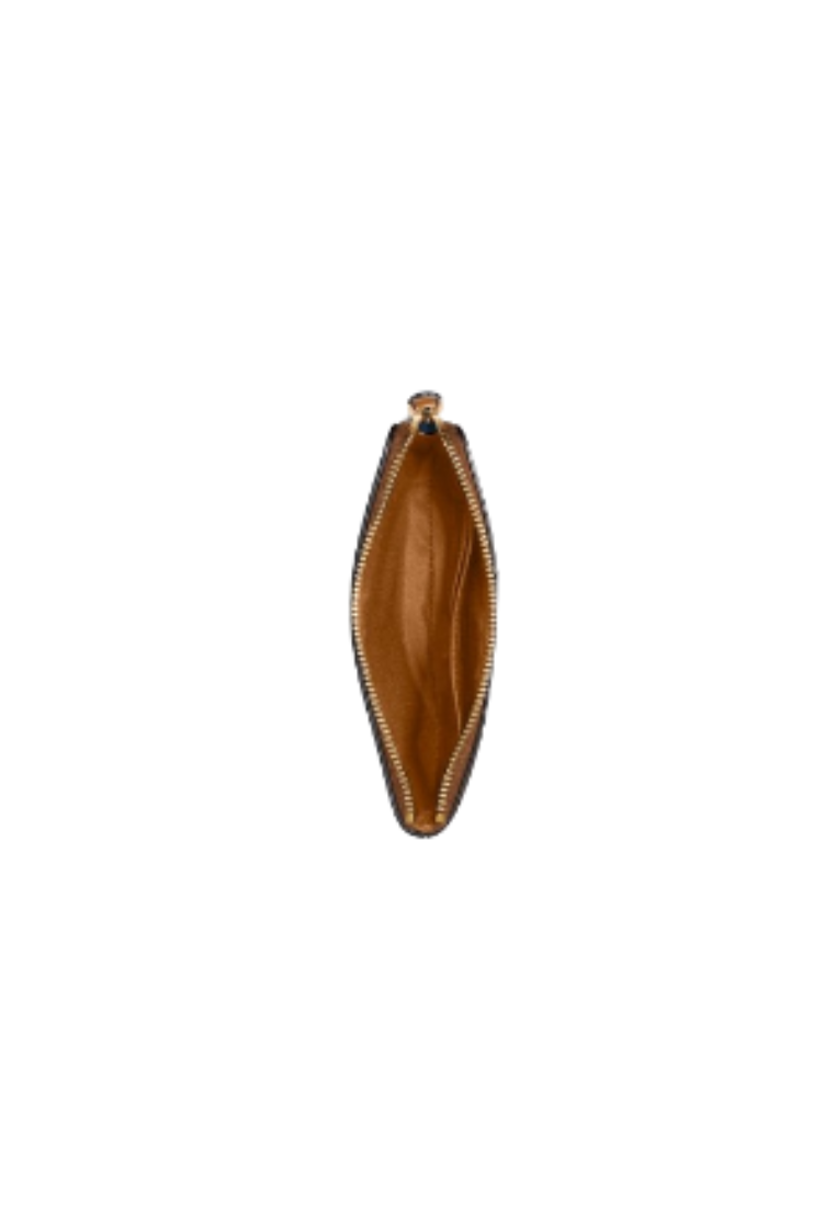 Coach Corner Zip Wristlet 58035 With Signature Canvas In Khaki Saddle