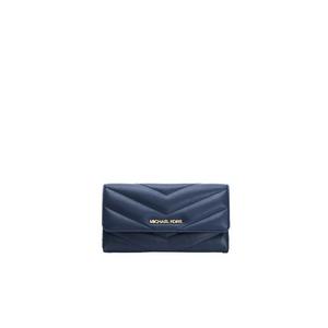 Michael Kors Jet Set Travel Soft Quilted Leather Large Trifold Wallet In Navy 35R4GTVF9V