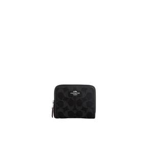 Coach Small Zip Around Wallet In Signature Denim In Black CP431