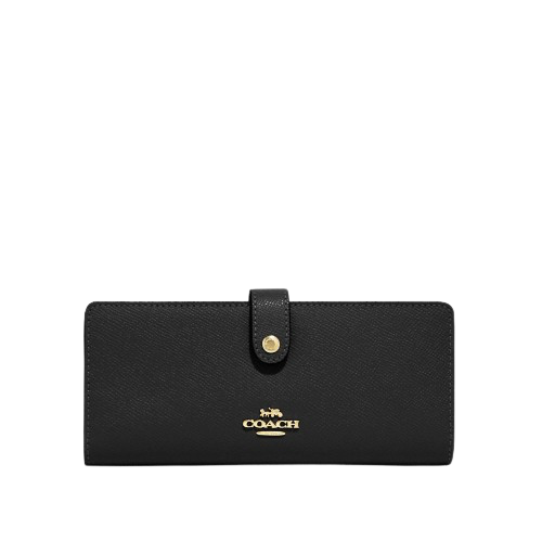 Coach Crossgrain CH410 Leather Slim Wallet In Black