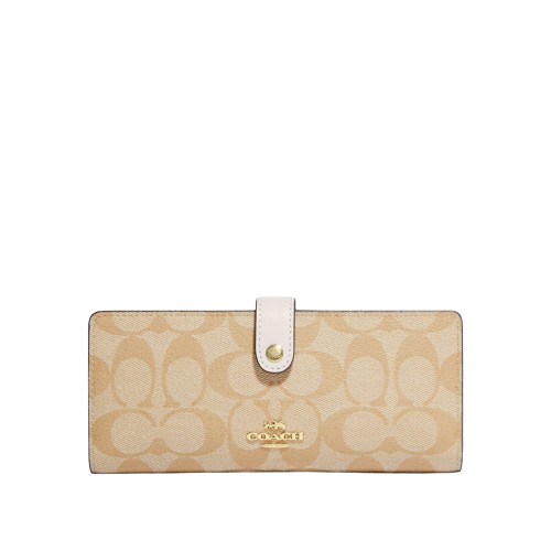 Coach Slim Wallet CH414 In Signature Canvas In Light Khaki Chalk Fashrevo