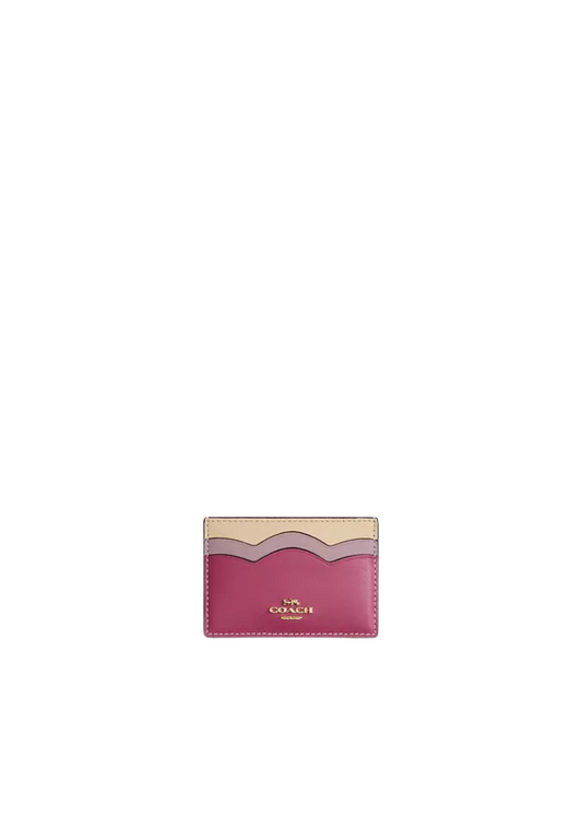 ( PREORDER ) Coach Petal Card Case In Gold Light Raspberry Multi CW923