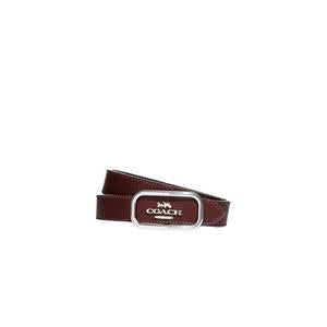 Coach Morgan Rectangle Buckle Belts In Silver Wine Oxblood CE969