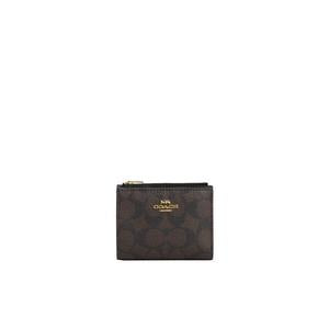 Coach Bifold Wallet Signature Canvas In Brown Black CM852