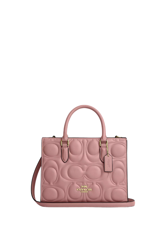 ( PREORDER ) Coach Maggie Small In Signature Leather Tote Bag In Pink Petal CY670