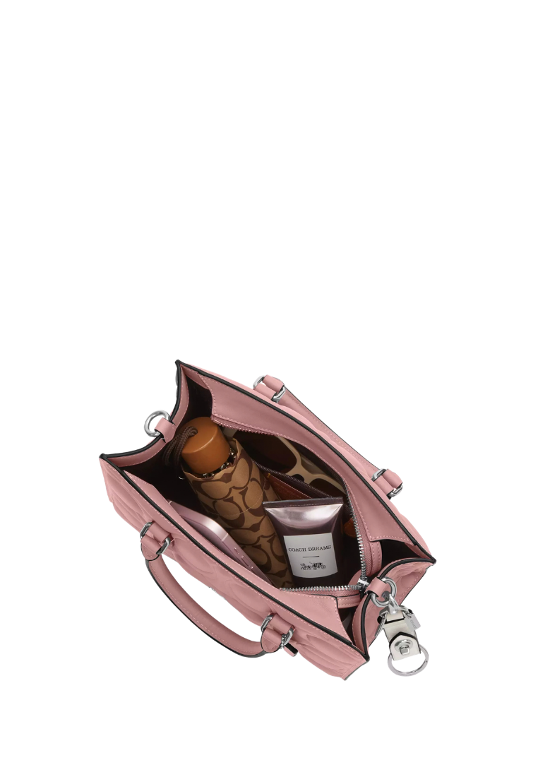 ( PREORDER ) Coach Maggie Small In Signature Leather Tote Bag In Pink Petal CY670