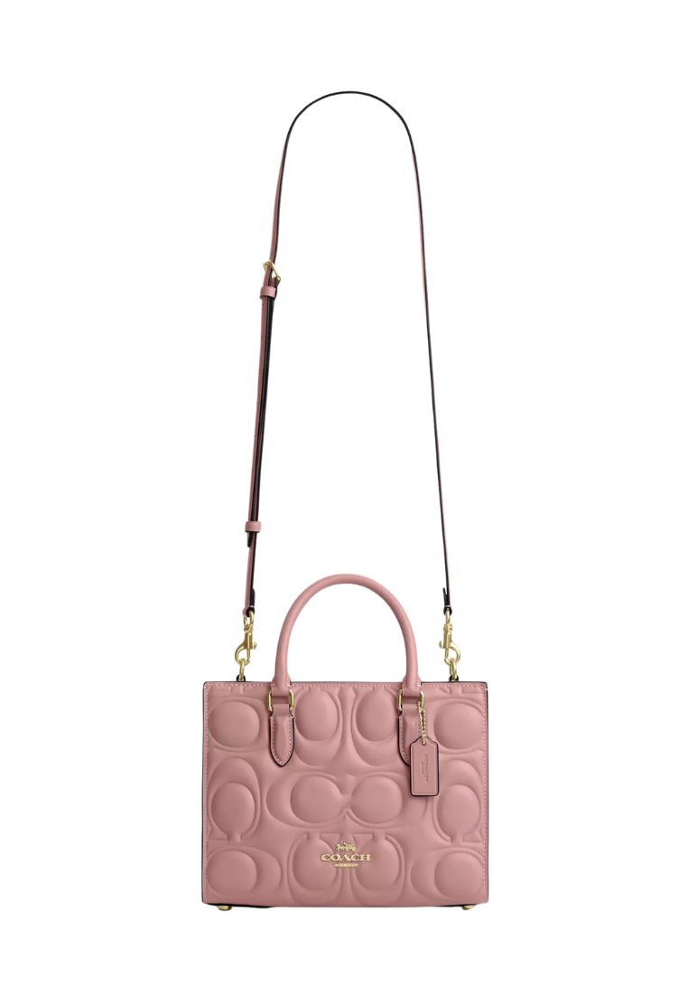 ( PREORDER ) Coach Maggie Small In Signature Leather Tote Bag In Pink Petal CY670