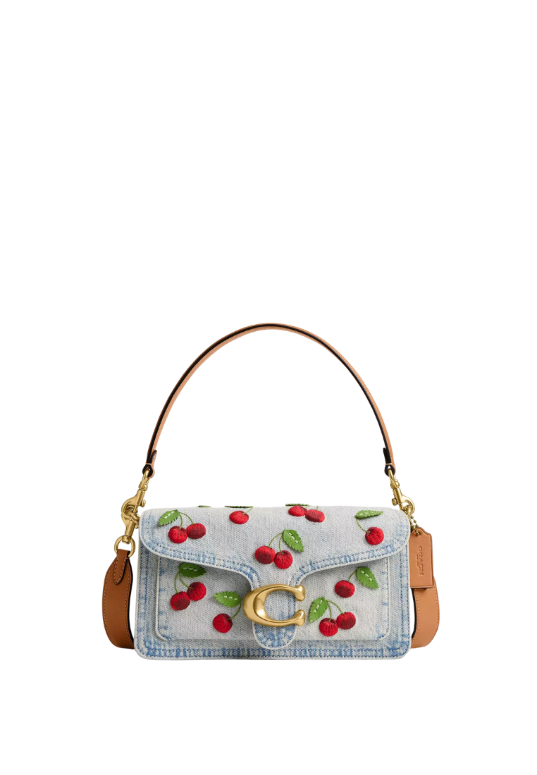 ( PREORDER ) Coach Tabby 26 With Cherry Embroidery Shoulder Bag In Brass Denim CDZ32