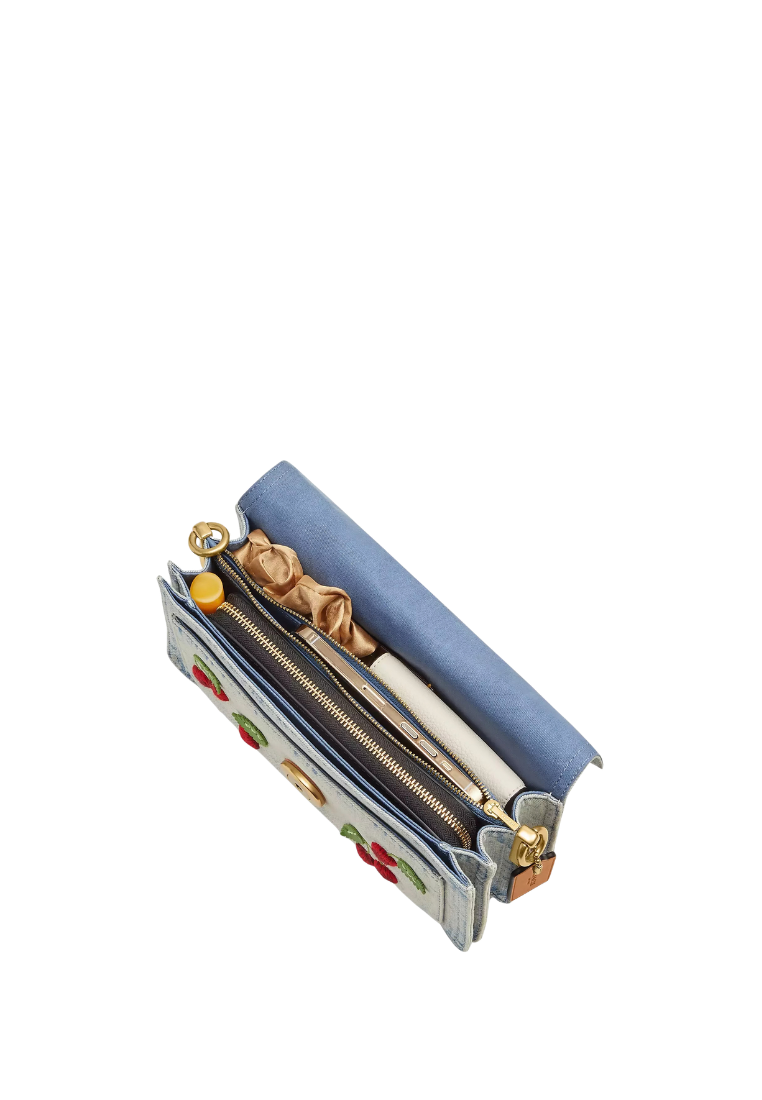 ( PREORDER ) Coach Tabby 26 With Cherry Embroidery Shoulder Bag In Brass Denim CDZ32