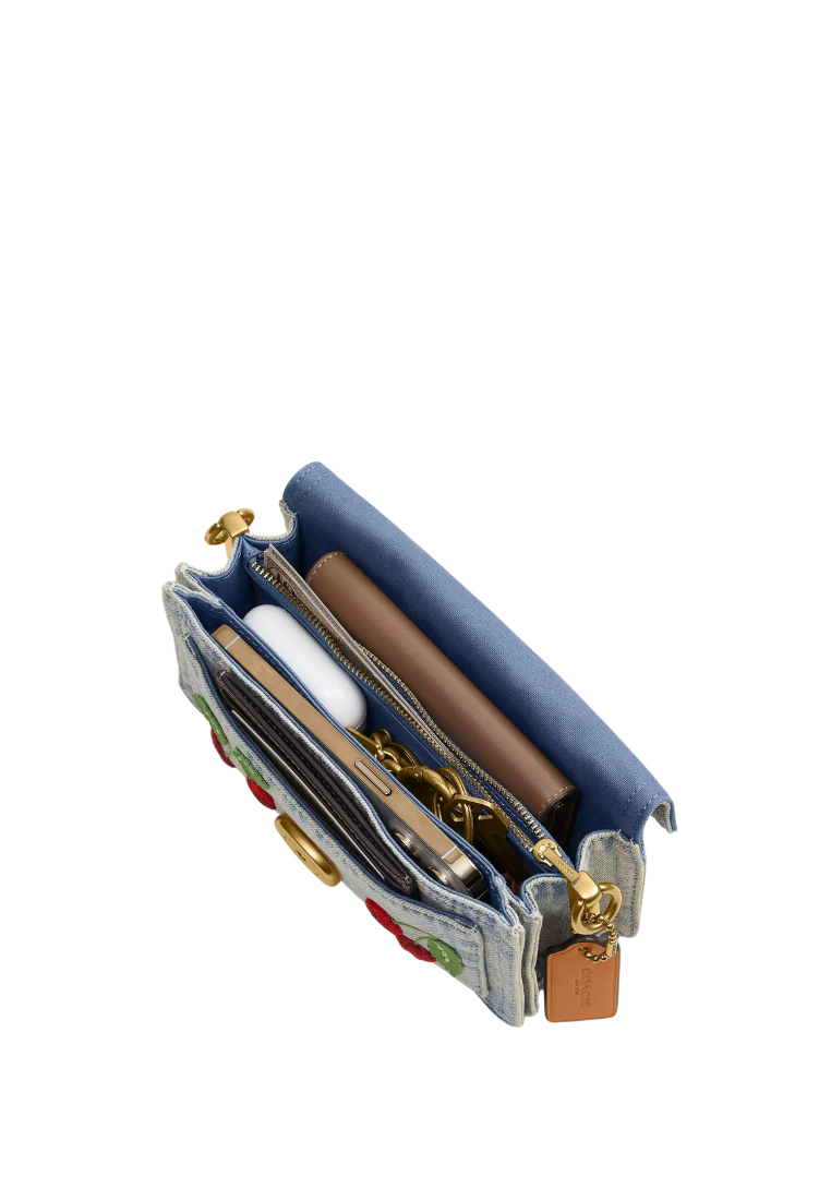 ( PREORDER ) Coach Tabby 20 With Cherry Embroidery Shoulder Bag In Brass Denim CDZ33
