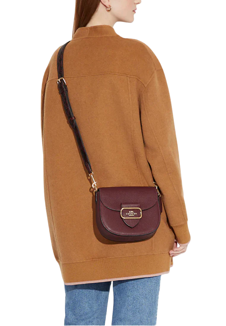 ( AS IS ) Coach Morgan CE566 Saddle Bag In Black Cherry Multi