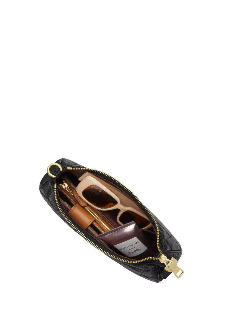 ( PREORDER ) Coach Teri With Quilting Shoulder Bag In Gold Black CDY83