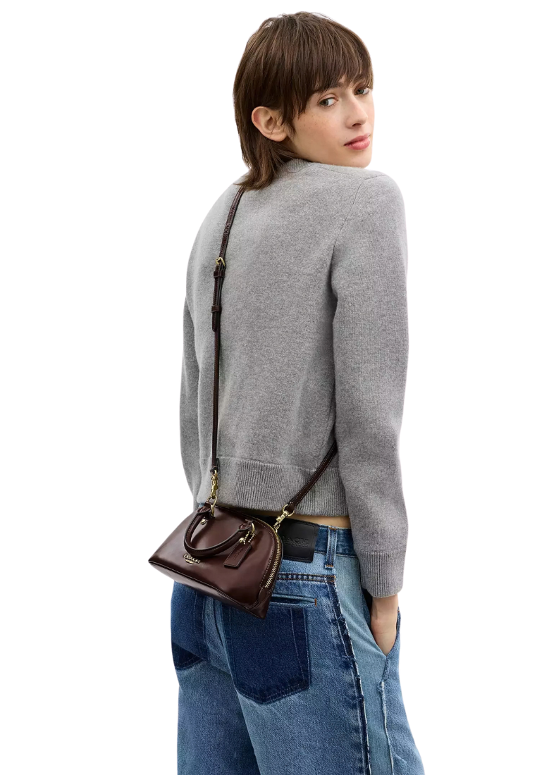 ( PREORDER ) Coach Lara Mini Satchel Bag In Gold Maple CEA01