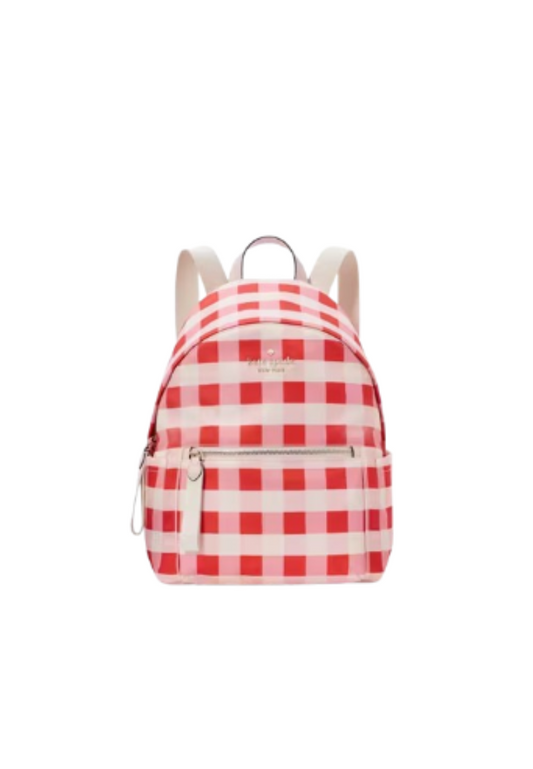 ( PREORDER ) Kate Spade Chelsea Gingham Backpack Medium In Pink Multi KG566