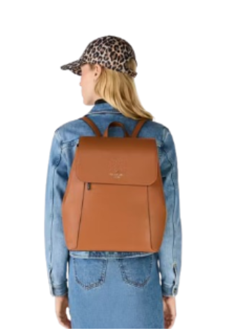 ( PREORDER ) Kate Spade Lena Backpack Large Flap In Warm Gingerbread KH437