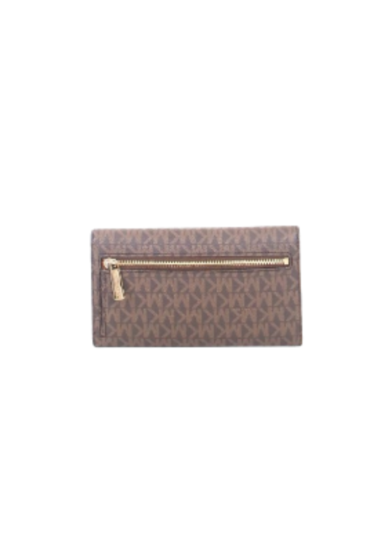 Michael Kors Signature Large Trifold 35F8GTVF3B Jet Set Travel Wallet In Brown Acorn
