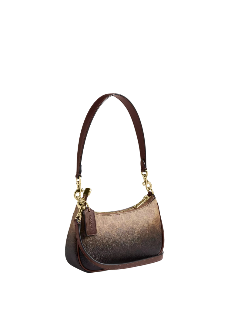 ( PREORDER ) Coach Teri Mini In Ombre Signature Canvas Crossbody Bag In Gold Brown CDW51