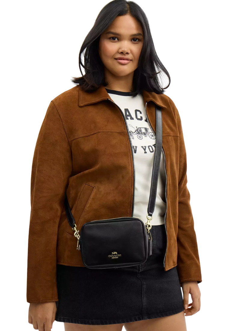 ( PREORDER ) Coach Mini Carey Crossbody Bag In Gold Black CEA20