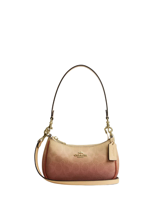 ( PREORDER ) Coach Teri Mini In Ombre Signature Canvas Crossbody Bag In Gold Sunset CDW51