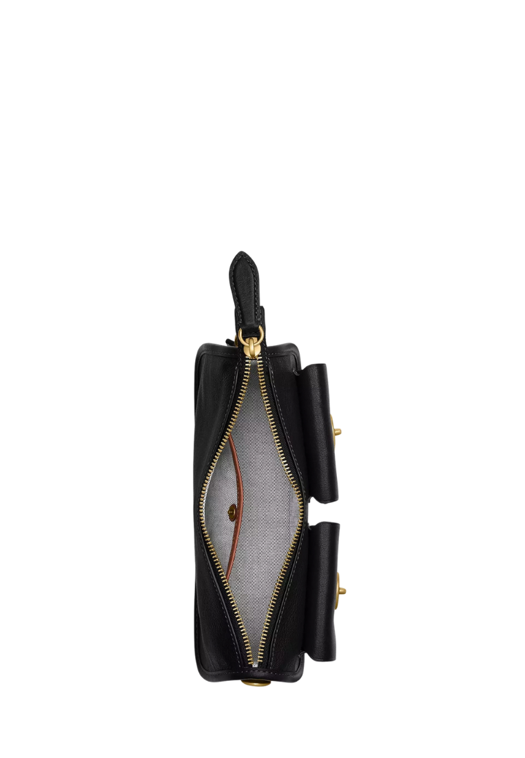 ( PREORDER ) Coach Twin Turnlock Waverly Shoulder Bag In Brass Black CDZ20