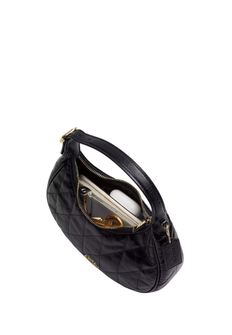 ( PREORDER ) Coach Emily With Quilting Shoulder Bag In Gold Black CDX21