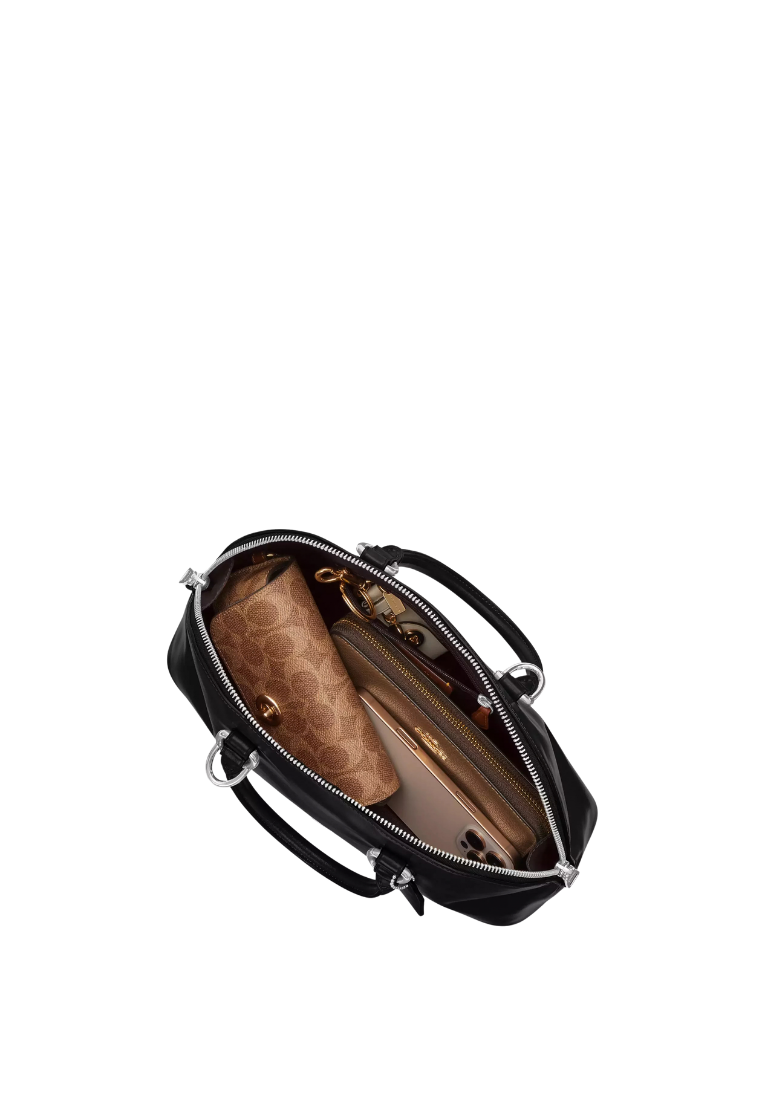 ( PREORDER ) Coach Lara Satchel Bag In Silver Black CDV19