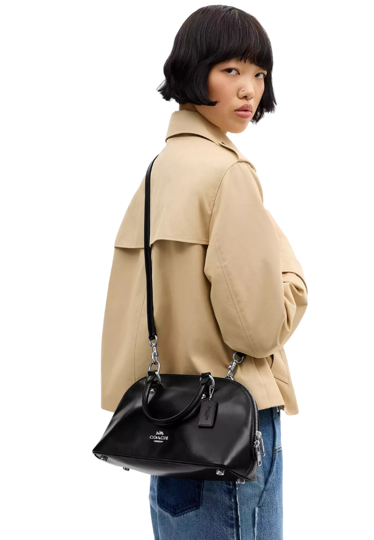 ( PREORDER ) Coach Lara Satchel Bag In Silver Black CDV19