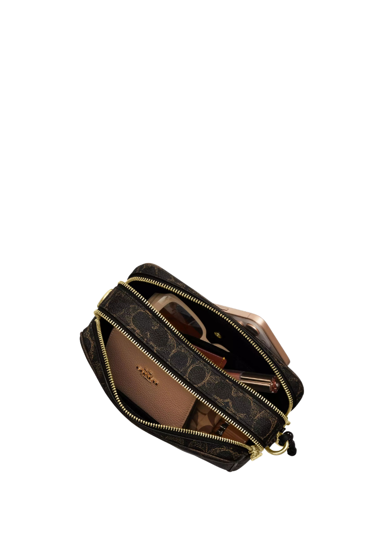 ( PREORDER ) Coach Carey In Loved Signature Canvas With Charms Crossbody Bag In Gold Brown CEK68