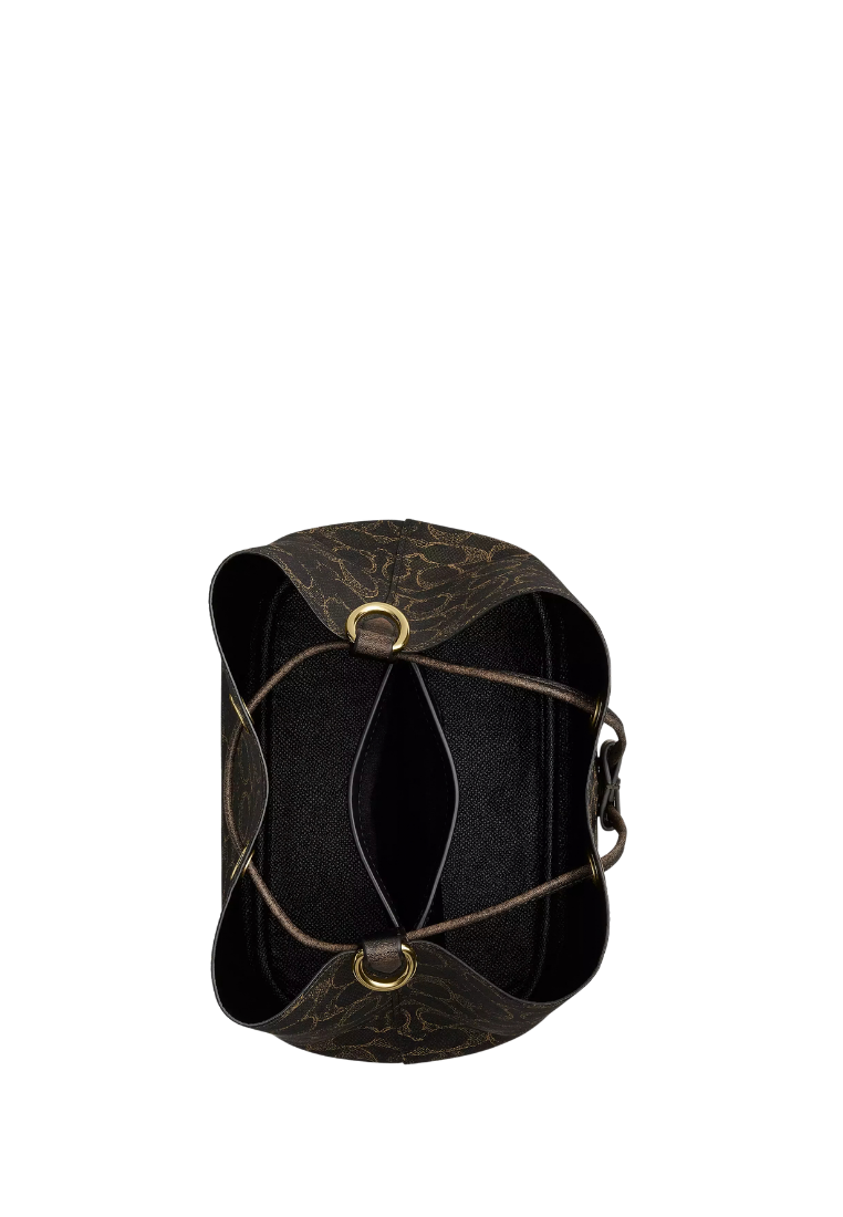 ( PREORDER ) Coach Rowan In Loved Signature Canvas With Charms Bucket Bag In Gold Brown CDY21