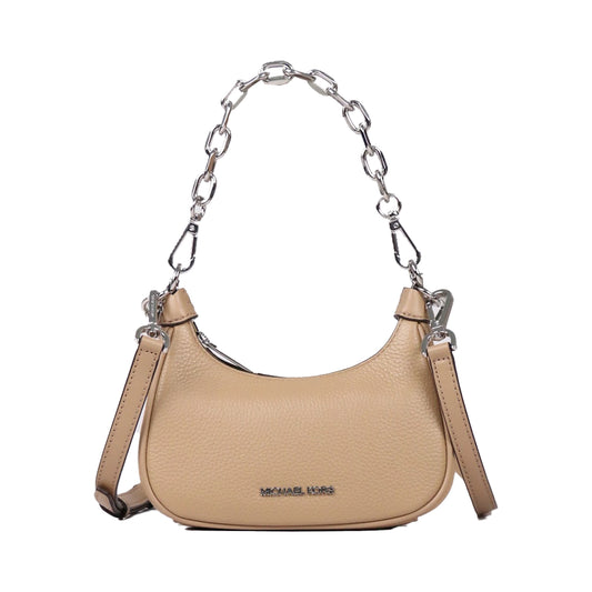 Michael Kors Ladies Shoulder Bag Cora Large Leather Chain Zip Pouchette  (Black): Handbags