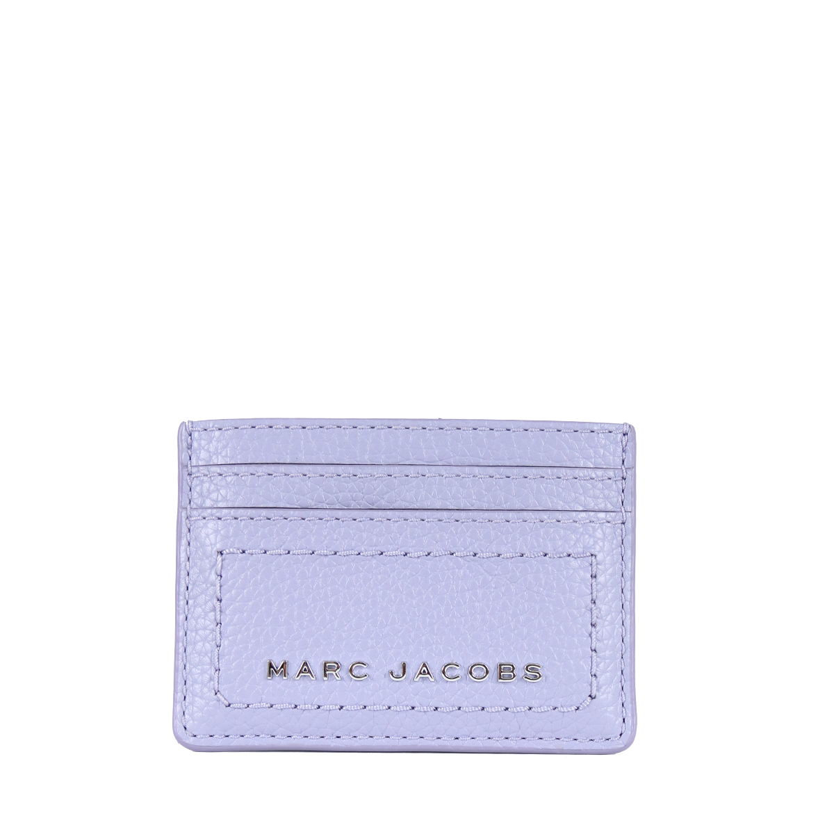 Marc Jacobs S102L01FA21 Silver Logo Leather Card Case In Languid Lavender