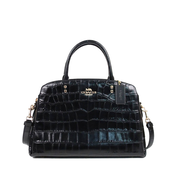 Coach Lillie Carryall Bag CC841 In Black Crocodile Embossed Leather