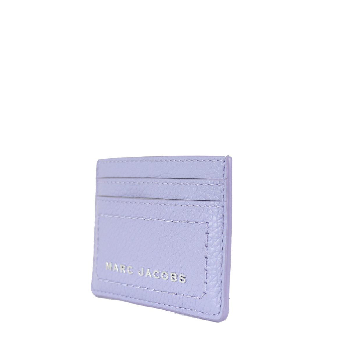 Marc Jacobs S102L01FA21 Silver Logo Leather Card Case In Languid Lavender