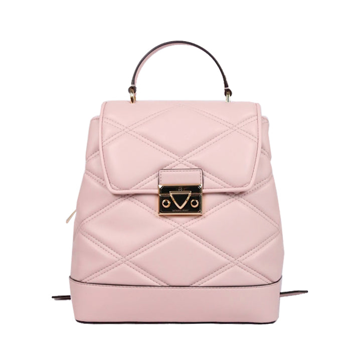 Michael Kors Serena 35F2GNRB2U MD Quilted Leather Flap Backpack In Powder Blush