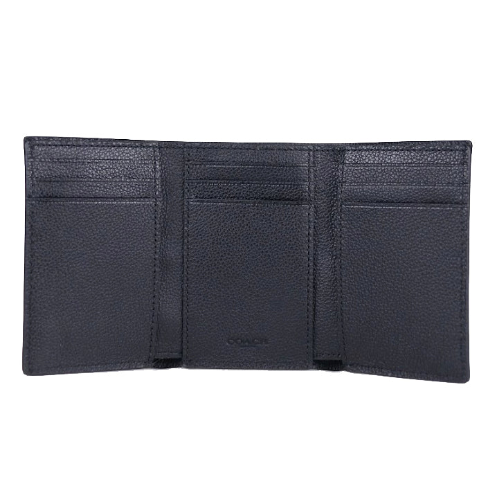 Coach Calf Leather F23845 Trifold Wallet In Black