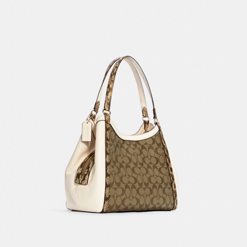 Coach Signature Kristy C7332 Colorblock Shoulder Bag In Khaki Chalk Multi