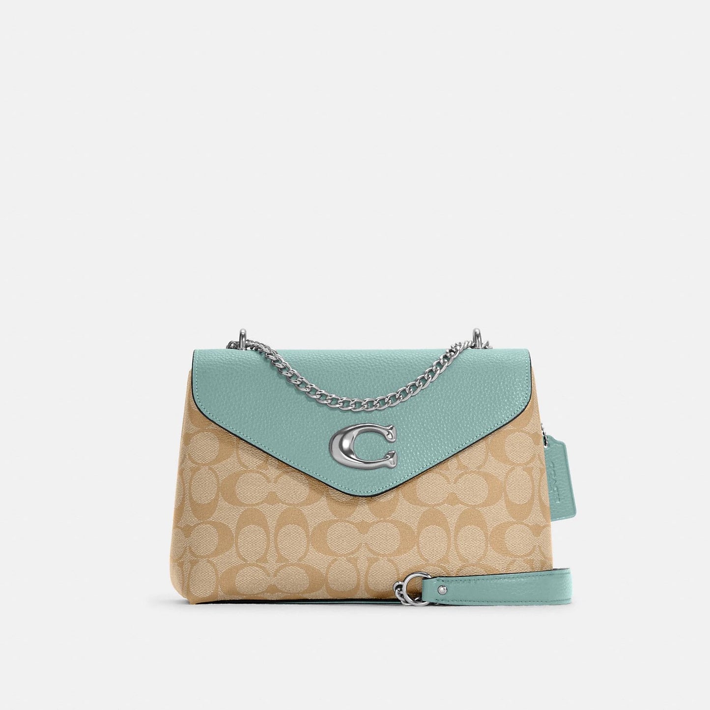 Coach Signature Tammie C6784 Shoulder Bag In Light Khaki Light Teal