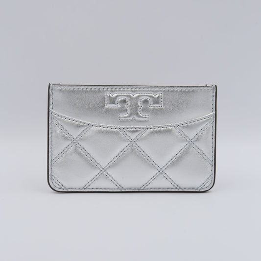 Tory Burch Savannah 61499 Zip Card Case In Silver