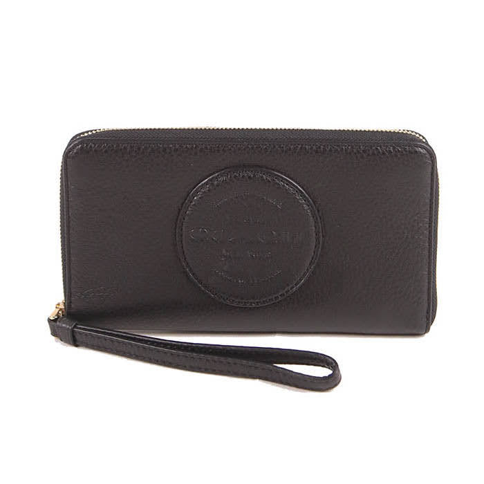 Coach Large Dempsey C4111 Leather Long Wallet In Black